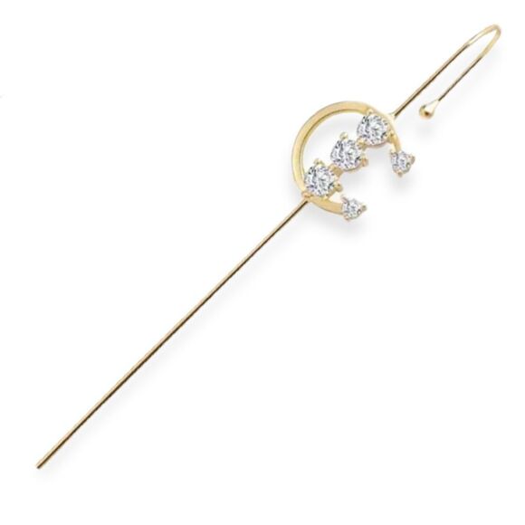 Glittery Ear Pin Hook Ear Cuff Earring - Picture 3 of 4